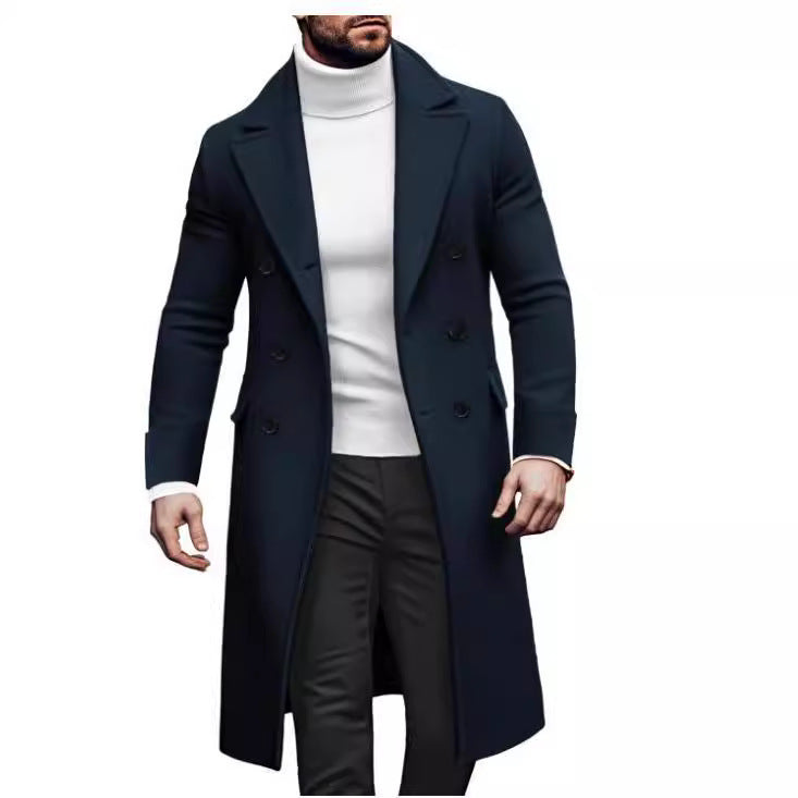Herren eleganter Langmantel mit seitlichen Eingrifftaschen Aliams
