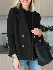 Damen eleganter Oversized-Blazer mit doppelter Knopfleiste und strukturiertem Ärmel