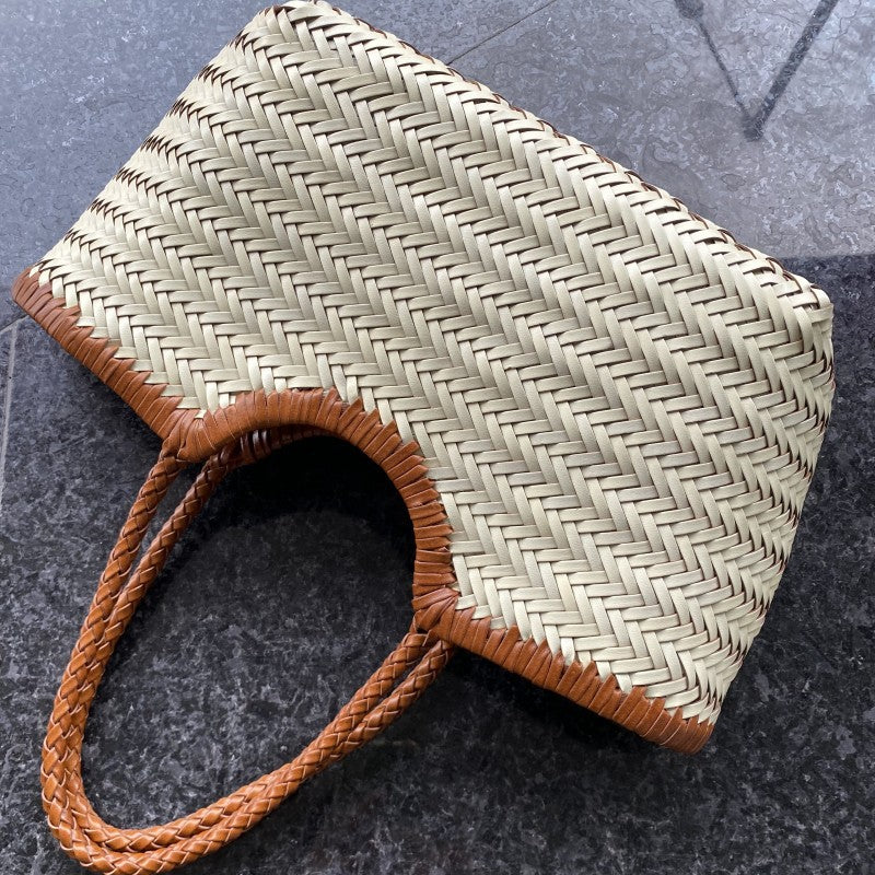 Lena | Braun Geflochtene Leder-Shopper – Rustikal & Stilvoll