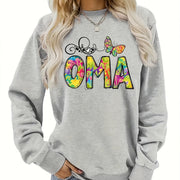 Damen Sweatshirt mit kreativem botanischem Aufdruck