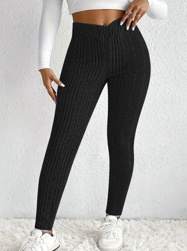 Damen figurbetonte Leggings mit stylish Streifenmuster