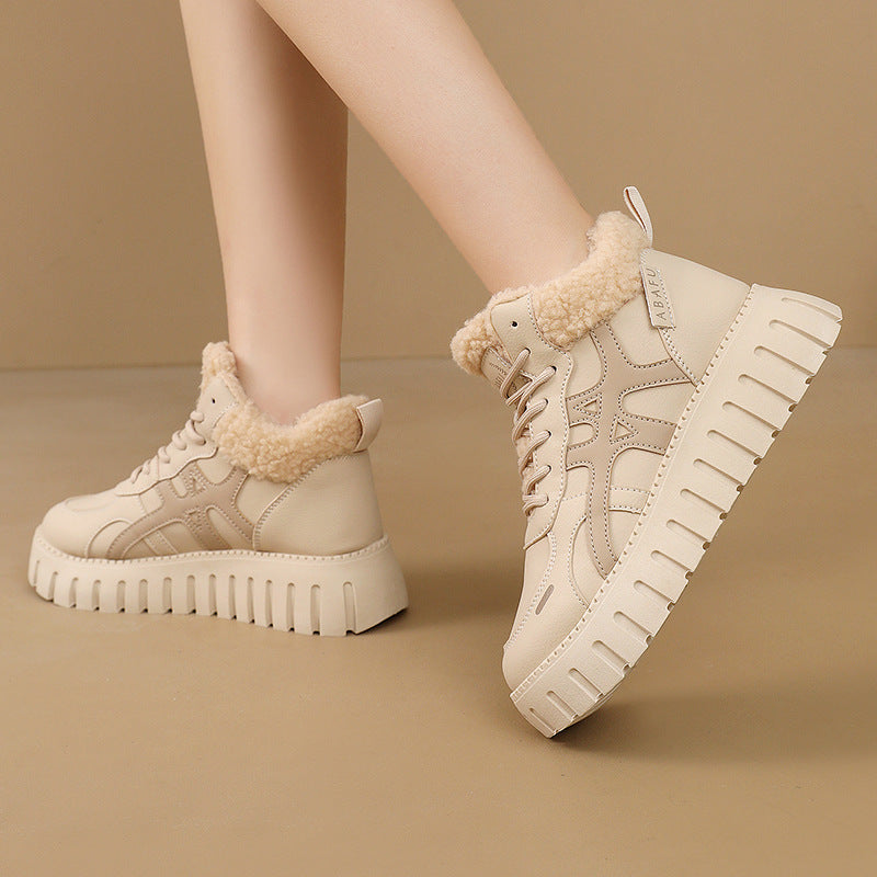 Damen High-Top Sneakers mit flauschigem Innenfutter