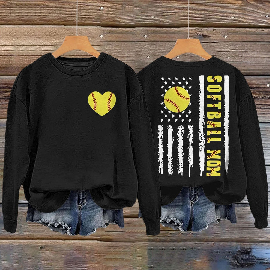 Damen Sweatshirt mit kreativem Softball-Design