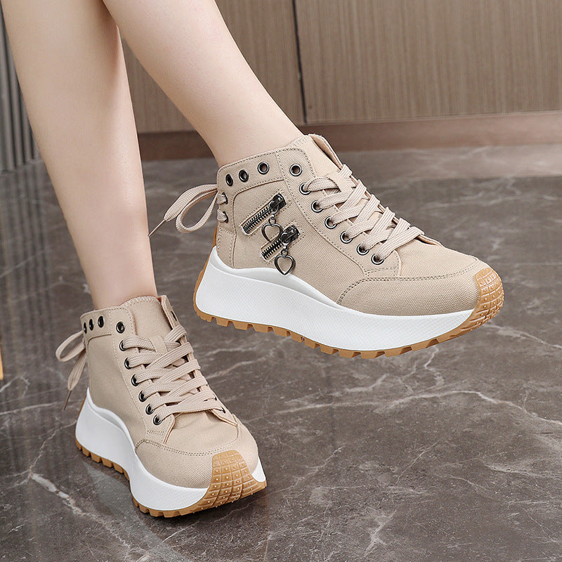 Damen High-Top Sneakers mit modischen Reißverschlussdetails und dämpfender Laufsohle