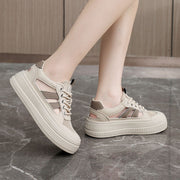 Damen Sportliche Plateau Sneakers mit atmungsaktiver Mesh-Konstruktion und rutschfester Laufsohle