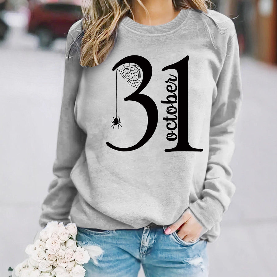 Damen Sweatshirt mit kreativem Halloween-Motiv und bequemer Passform