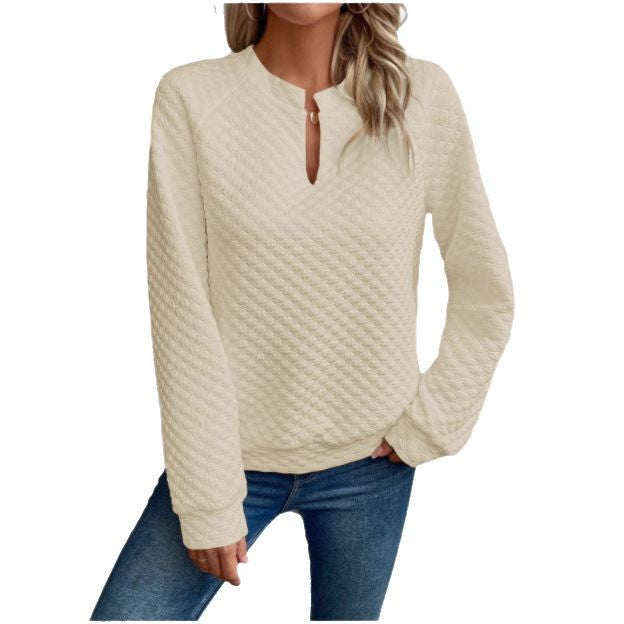 Damen Sweatshirt mit strukturiertem Steppdesign und modischem Ausschnitt