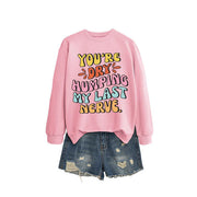 Damen Sweatshirt mit fröhlichem Comic-Slogan und lässigem Schnitt