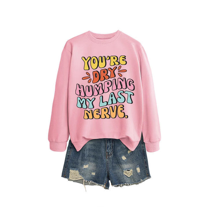 Damen Sweatshirt mit fröhlichem Comic-Slogan und lässigem Schnitt