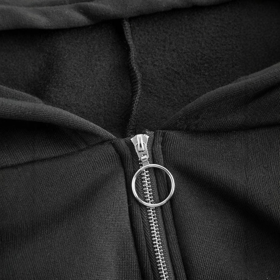 Damen cropped Hoodie mit innovativem Reißverschluss und voluminösen Ärmeln