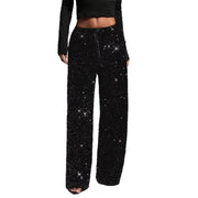 Damen extravagante Palazzohose mit Paillettenbesatz