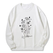 Damen Sweatshirt mit floralem Wildblumenprint und kuscheligem Innenfutter