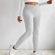Damen figurbetonte Leggings mit stylish Streifenmuster