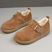 Damen Bequeme Slipper mit schnallenverzierung und weichem Fleece-Innenfutter