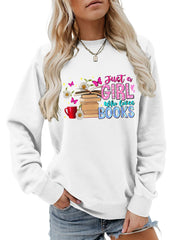 Damen Sweatshirt mit auffälligem Buchmotiv und lässiger Passform