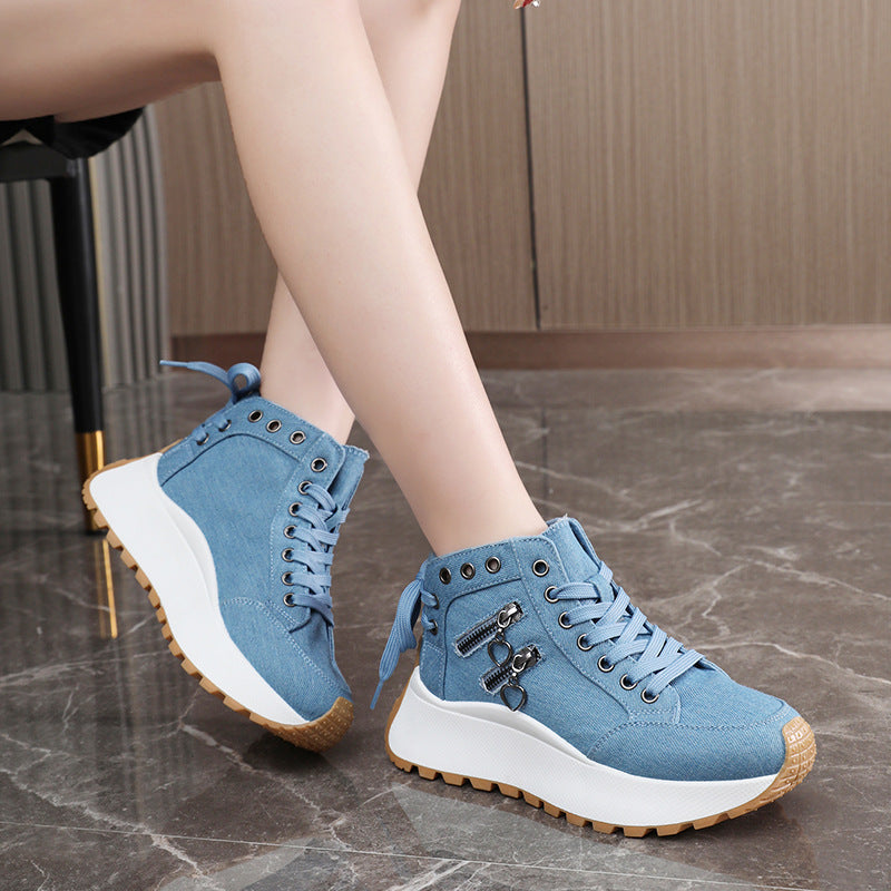 Damen High-Top Sneakers mit modischen Reißverschlussdetails und dämpfender Laufsohle
