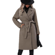 Damen eleganter Oversized-Mantel mit doppelter Knopfleiste und schickem Gürtel