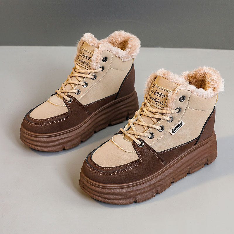 Damen Winter Sneaker mit flauschigem Innenfutter und modischer Plateau-Sohle