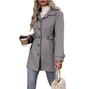 Damen eleganter Trenchcoat mit tailliertem Schnitt und Knopfdetails