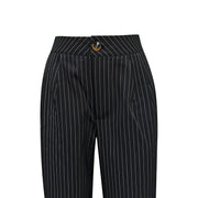 Damen elegante gestreifte Hochbundhose