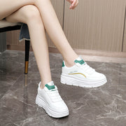 Damen Sportliche Plateau Sneakers mit atmungsaktiver Oberflächenstruktur und dämpfender Laufsohle