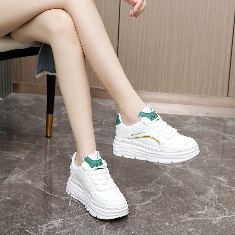 Damen Sportliche Plateau Sneakers mit atmungsaktiver Oberflächenstruktur und dämpfender Laufsohle
