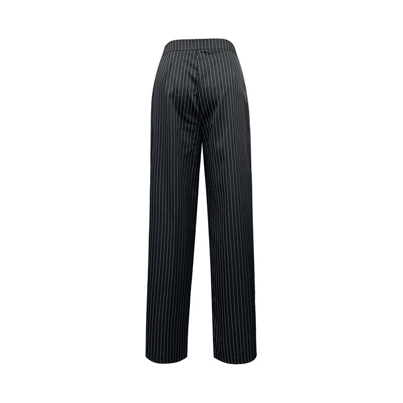 Damen elegante gestreifte Hochbundhose