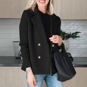 Damen eleganter Oversized-Blazer mit doppelter Knopfleiste und strukturiertem Ärmel