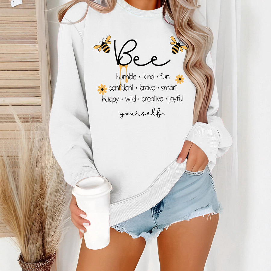 Damen Sweatshirt mit inspirierendem Bienenmotiv und positiven Affirmationen
