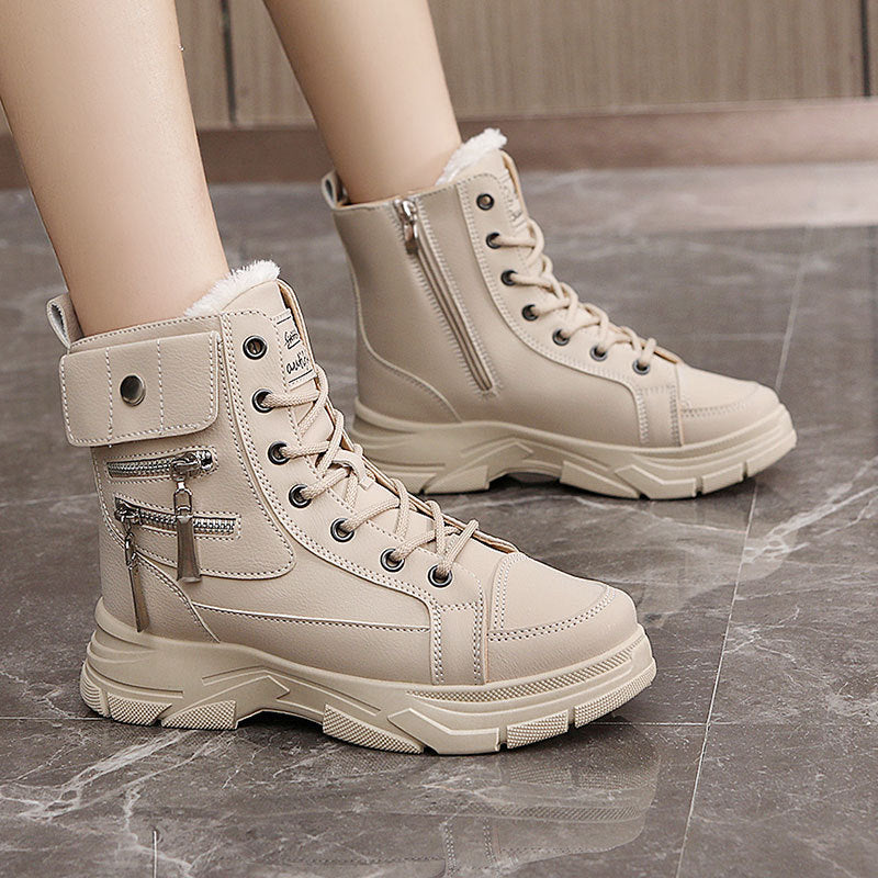 Damen High-Top Winterstiefel mit modischem Reißverschluss und dämpfender Sohle