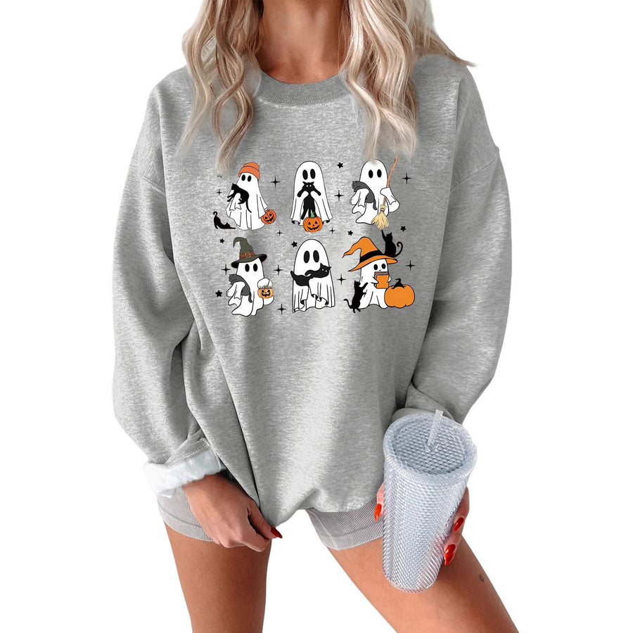 Damen Sweatshirt mit kreativem Gruselmotiv
