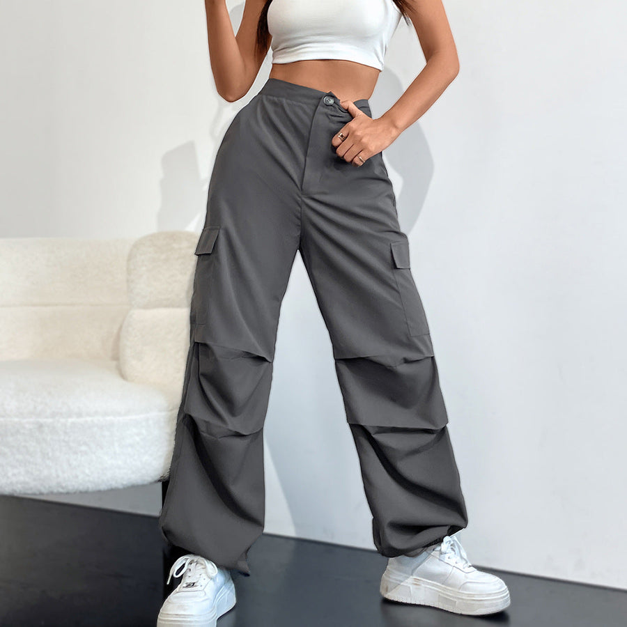 Damen Cargo-Hose mit hohem Bund und seitlichen Taschen
