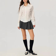 Damen elegante Bluse mit Rüschendetails