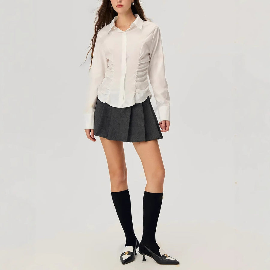 Damen elegante Bluse mit Rüschendetails
