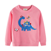 Mädchen Sweatshirt mit buntem Dinosaurier- und Blumenapplikationen Drune