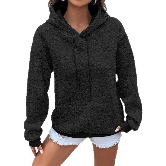 Damen Kapuzenpullover mit floralen Prägungen und großzügiger Passform