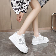 Damen Plateau Sneakers mit atmungsaktiver Oberflächenstruktur und dämpfender Laufsohle