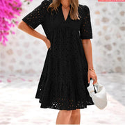 Damen Sommerkleid mit luftigen Lochmuster von Heidi-Mode