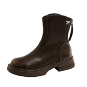 Damen Elegante und bequeme Stiefeletten aus hochwertigem Kunstleder mit seitlichem Reißverschluss