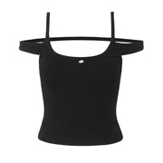Schulterfreies Damen Top mit feiner Rippenstruktur