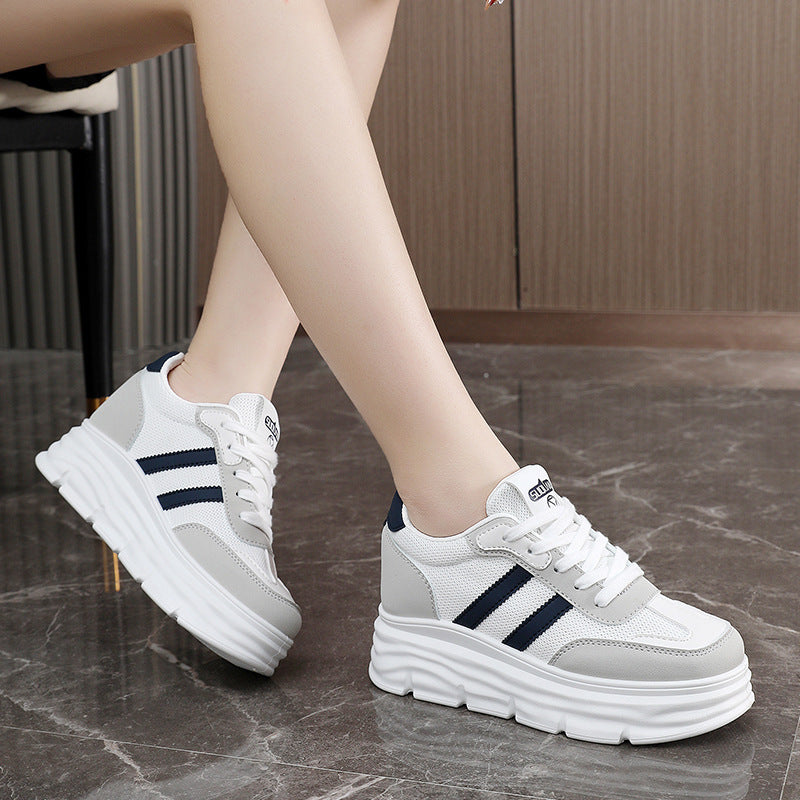 Damen Sportliche Plateau Sneakers mit atmungsaktivem Mesh-Obermaterial und dämpfender Laufsohle
