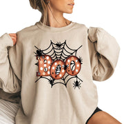 Damen Sweatshirt mit kreativem Halloween-Spinnennetzdesign