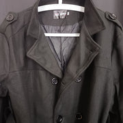 Herren eleganter Melton-Mantel mit stilvollem Gürtel Aliams