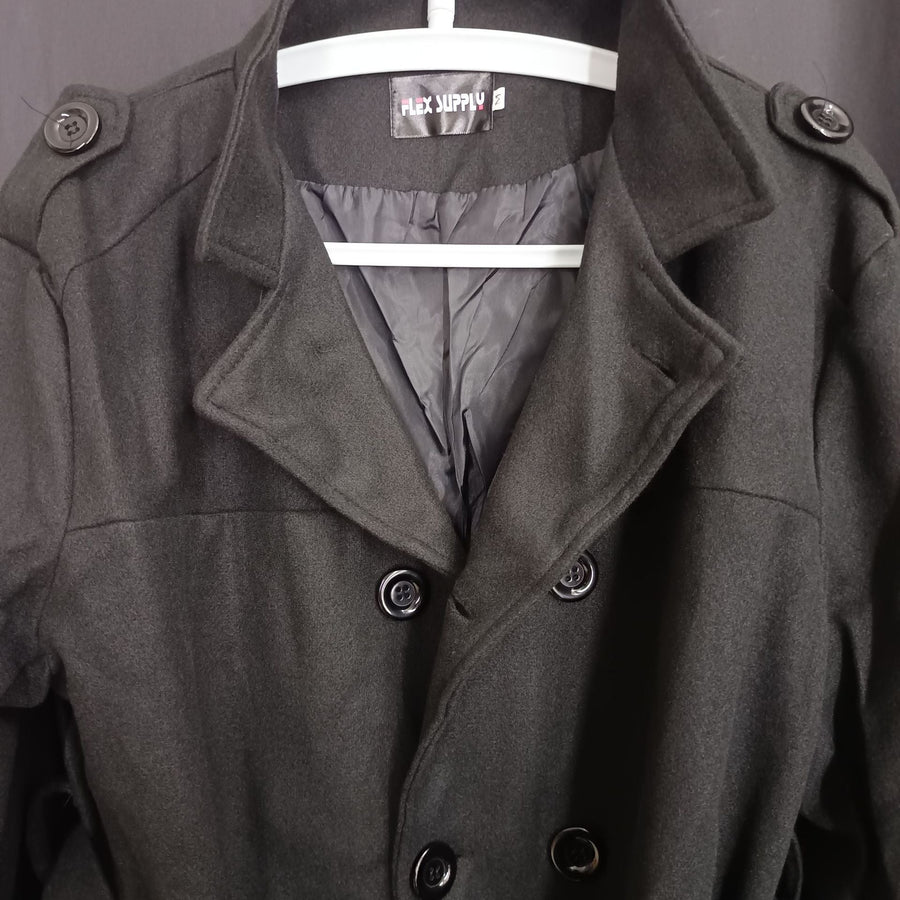 Herren eleganter Melton-Mantel mit stilvollem Gürtel Aliams