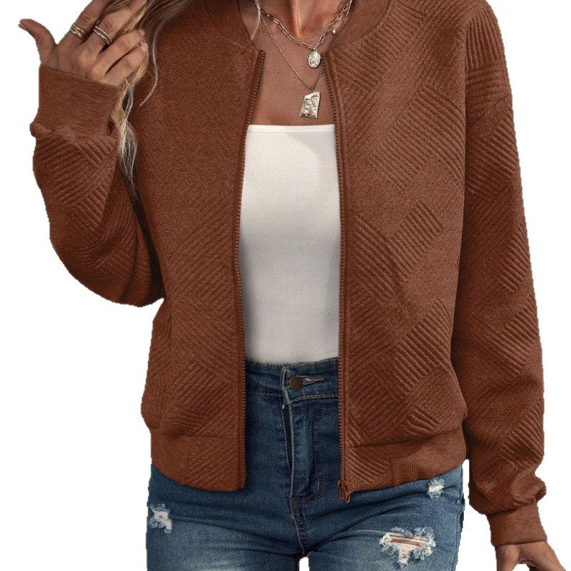Damen modische Sweatjacke mit strukturiertem Design und Reißverschluss