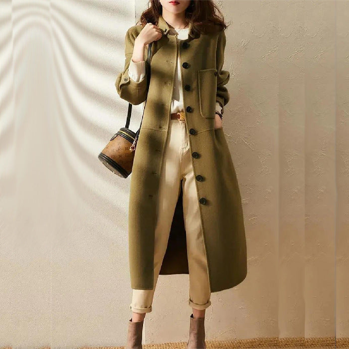 Eleganter Damen Wintermantel – Lang & Warm – Stilvoller Trenchcoat
