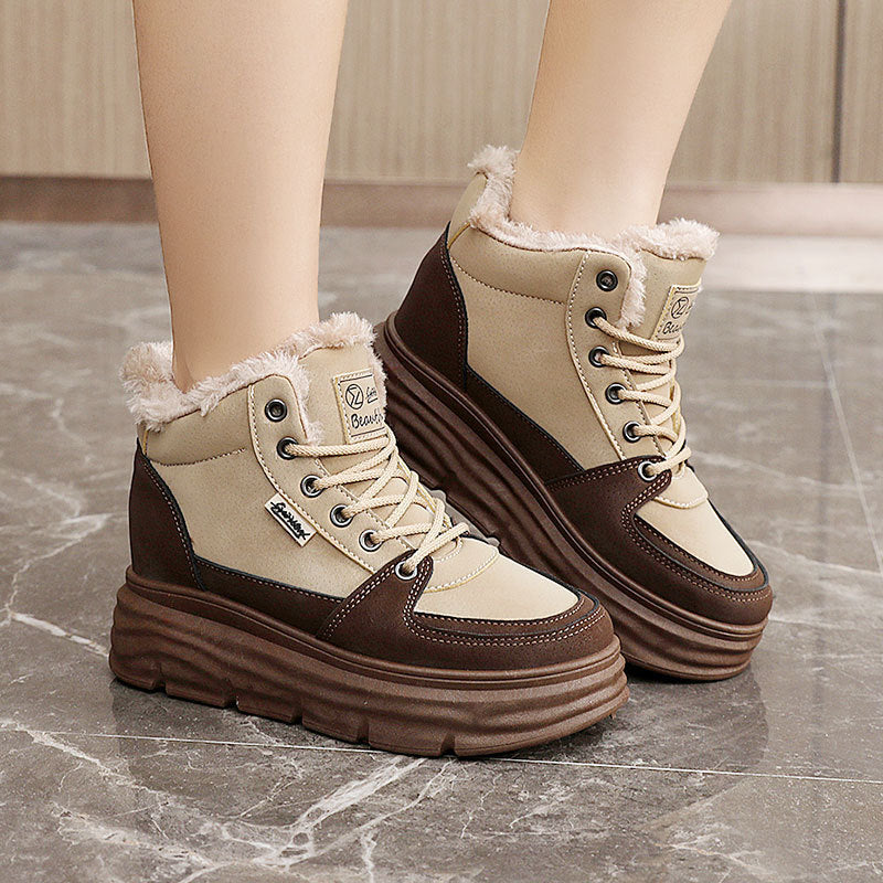 Damen Winter Sneaker mit flauschigem Innenfutter und modischer Plateau-Sohle