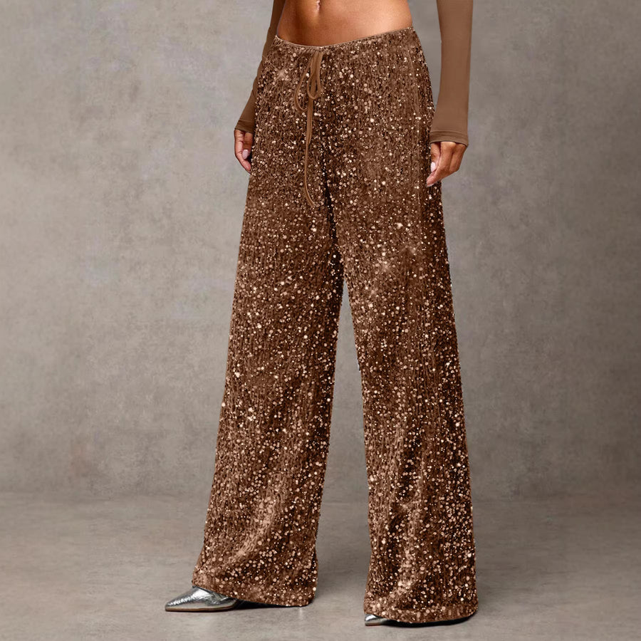 Damen extravagante Palazzohose mit Paillettenbesatz