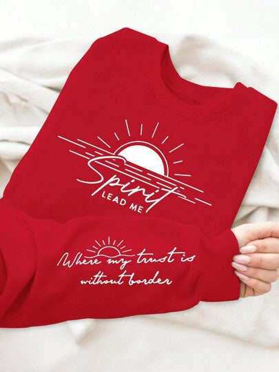 Damen Sweatshirt mit inspirierendem Druck und weich fließendem Stoff
