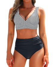 Damen Bikini-Set mit figurformendem Oberteil und hochtaillierten Shorts Heidi-Mode